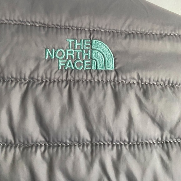 The North Face Reversible Puffer Fuzzy Jacket Gray Teal Green Ski Winter Warm XL - Picture 5 of 10